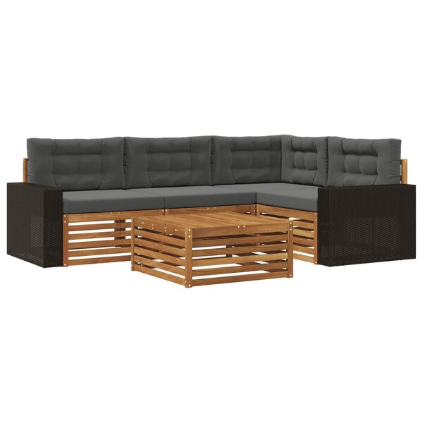 vidaXL Ensemble de canapés d'extérieur 5 Pièces Naturel et Anthracite