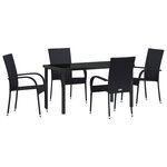 vidaXL Ensemble de salle à manger de jardin de 5 pièces en rattan poly noir