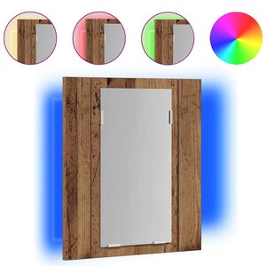 vidaXL Armoire de salle de bain à miroir LED vieux bois 40x12x45 cm