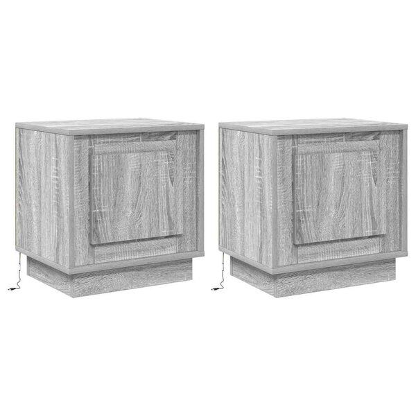 vidaXL Cabinet de chevet avec 2 Pièces Gris 44 x 34 5 x 45 cm