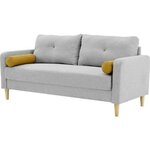 Canapé 3 places + 2 coussins - Tissu Gris clair - 175 x 80 x 85 cm - COPENHAGUE