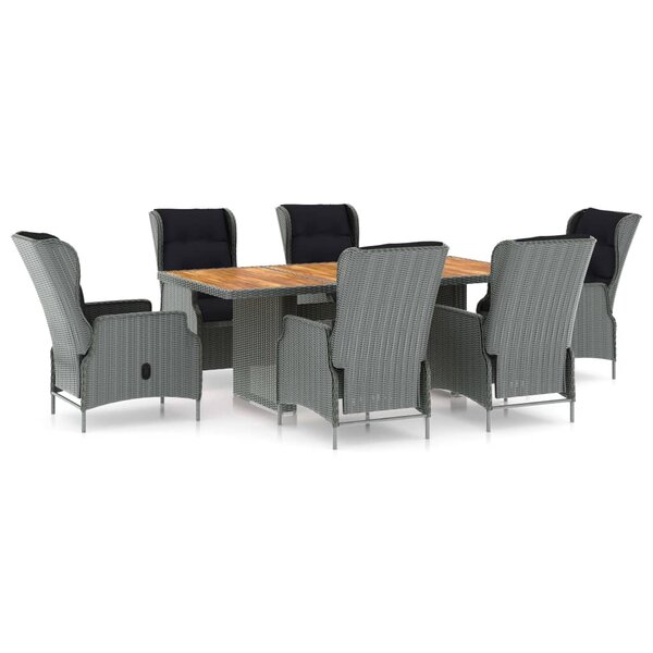 vidaXL Ensemble à manger d'extérieur et coussins 7 Pièces résine tressée
