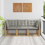 vidaXL Canapé d’extérieur milieu et coin avec coussin 3 Pièce Blanc