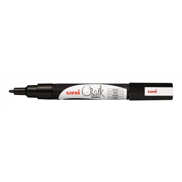 Marqueur craie pointe conique fine CHALK Marker PWE3MS 0 9 - 1 3mm Noir x 12 UNI-BALL
