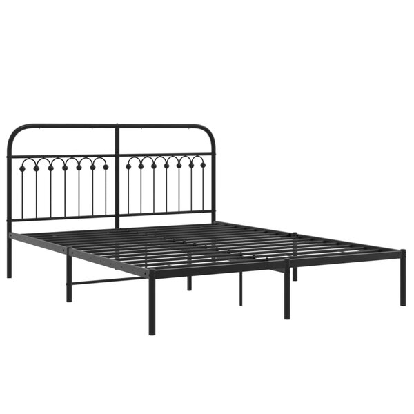vidaXL Cadre de lit métal avec tête de lit noir 160x200 cm