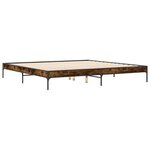 vidaXL Cadre de lit chêne fumé 200x200 cm bois d'ingénierie et métal