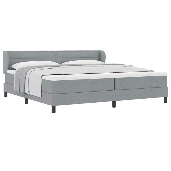 vidaXL Lit à ressorts avec matelas Gris clair 200 x 200 cm tissu