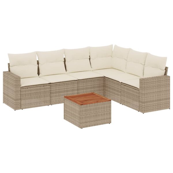 vidaXL Salon de jardin avec coussins 7 Pièces beige résine tressée