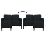 vidaXL Canapé 2 places avec méridienne en L noir 125 cm tissu