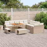 vidaXL Ensemble de canapé de jardin 13 Pièces Beige polyrotin