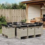 vidaXL Ensemble à manger de jardin 11Pièces avec coussins gris poly rotin