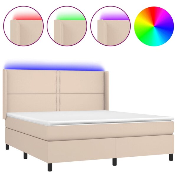 vidaXL Sommier à lattes de lit matelas LED Cappuccino 180x200 cm