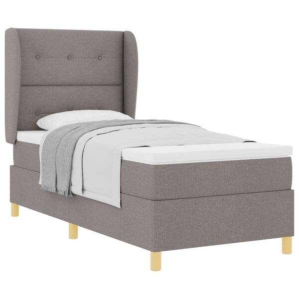 vidaXL Lit à ressorts avec matelas Taupe 190 x 90 cm tissu