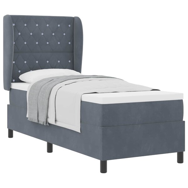 vidaXL Lit à ressorts avec matelas Gris foncé 200 x 80 cm Velours