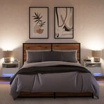 vidaXL Tables de chevet murales avec lumières LED 2 Pièces blanc