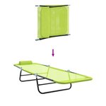 vidaXL Chaises longues pliantes 2 Pièces avec appui-tête en Textilène verte