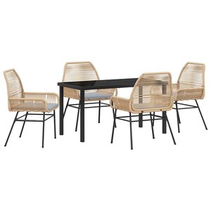 vidaXL Ensemble de salle à manger pour jardin 5 Pièces Marron polyrotin