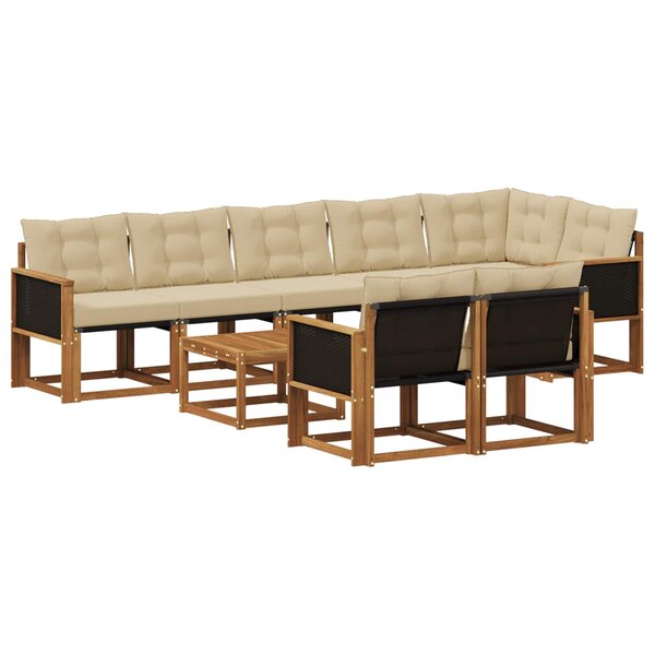 vidaXL Ensemble de canapés d'extérieur 9 pc Naturel et Beige