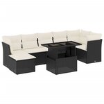 vidaXL Salon de jardin 8 Pièces avec coussins noir résine tressée