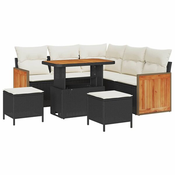 vidaXL Ensemble de canapé de jardin 9 Pièces Noir et Crème polyrotin