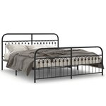 vidaXL Cadre de lit métal sans matelas avec pied de lit noir 183x203cm