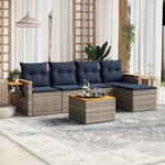 vidaXL Salon de jardin 6 Pièces avec coussins gris résine tressée