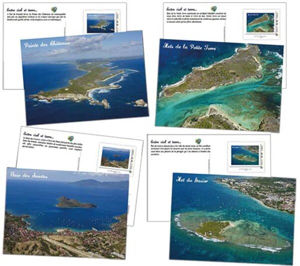 Lot de 4 cartes postales timbrées - Guadeloupe