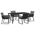 vidaXL Ensemble de salle à manger pour jardin 5 Pièces Noir