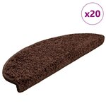 vidaXL Tapis d'escalier 20 pièces 65 x 21 x 4 cm Marron Demi-rond Grand