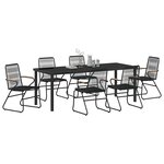 vidaXL Ensemble de salle à manger pour jardin 7 Pièces Noir Rattan PVC