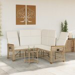 vidaXL Ensemble de canapés inclinables de jardin Beige et blanc crème