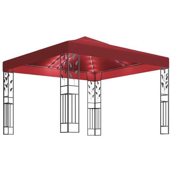 vidaXL Tonnelle avec guirlande lumineuse à LED 3x3 m Bordeaux