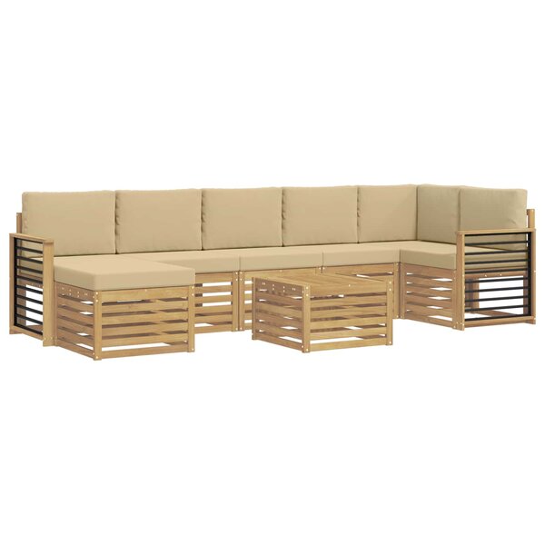 vidaXL Ensemble de canapés d'extérieur 8 Pièces Blanc et Beige