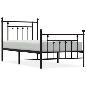 vidaXL Cadre de lit métal sans matelas avec pied de lit noir 80x200 cm