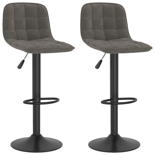 vidaXL Tabourets de bar lot de 2 gris foncé velours