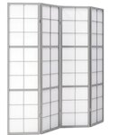 Paravent Shoji gris 4 panneaux en bois  Séparateur de pièce pliable