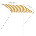 vidaXL Auvent rétractable 150x150 cm Jaune et blanc