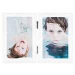 vidaXL Cadre photo dépliable en deux Blanc 2x(21x29 7 cm)