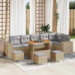 vidaXL Ensemble de canapé de jardin 10 Pièces Beige polyrotin