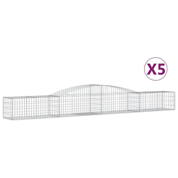 vidaXL Paniers à gabions arqués 5 Pièces 400x50x40/60 cm Fer galvanisé