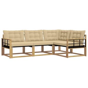 vidaXL Ensemble de canapés d'extérieur 4 Pièces Blanc et Beige