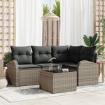 Canapé de jardin 4 pièces avec coussins en poly rotin noir