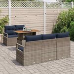 vidaXL Ensemble de canapé de jardin 6 Pièces gris et bleu marine