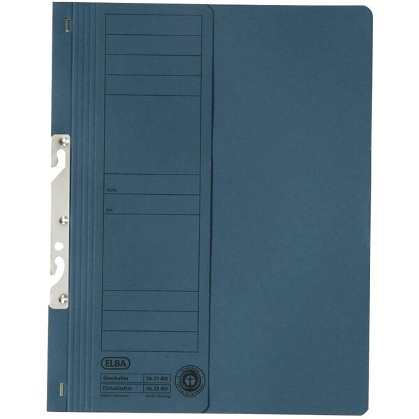 Lot de 50 chemises suspendues à crochet  en carton  demi couverture  bleu ELBA