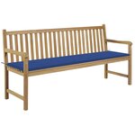 vidaXL Banc de jardin avec coussin bleu royal 175 cm Teck massif