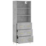 vidaXL Buffet haut Gris béton 69 5x34x180 cm Bois d'ingénierie