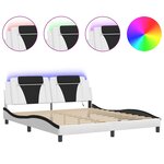 vidaXL Cadre de lit avec LED sans matelas blanc et noir 180x200 cm