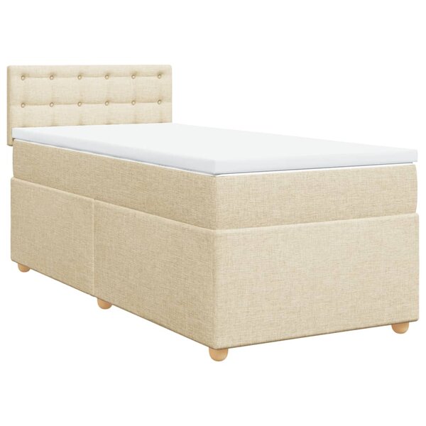 vidaXL Sommier à lattes de lit avec matelas Crème 100x200 cm Tissu