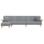 vidaXL Canapé-lit en forme de L gris clair 279x140x70 cm tissu