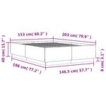 vidaXL Cadre de lit sans matelas chêne fumé 150x200 cm